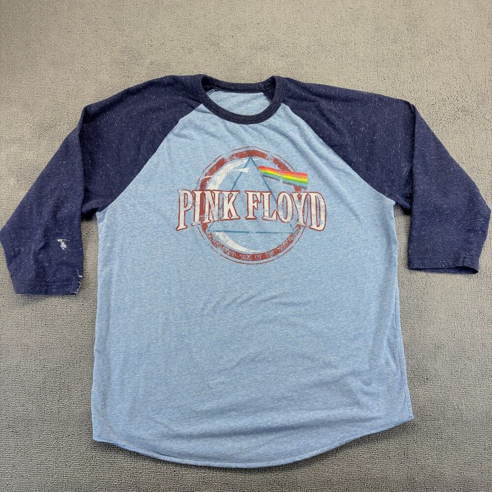 Pink Floyd Shirt Mens XL Blue Raglan Sleeve "Dark Side Of The Moon" Classic Rock